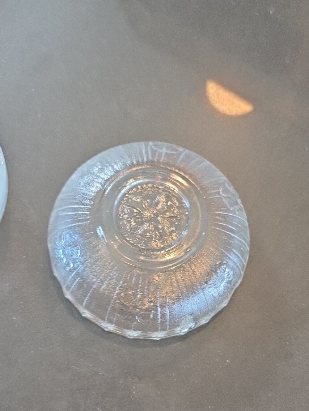 Frosted Clear Glass Sugar Bowl with Floral Motif - Picture 5 of 6